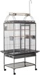 Large bird cage with Play Top, Metal wire, Feeding steel cups, Wooden perches, and Hanging bird toys, Indoor-Outdoor cage, Parrot Cage with Mesh Shelf, Pull-out tray, and Rolling Stand 222 cm (Black)