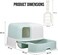 Fully enclosed cat litter box with Corridor type, Drawer design, Portable handle, Deodorant filter, and Litter scoop, Durable plastic litter box for cats, Easy to clean 58 cm (Cyan)