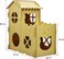 Wooden cat house with Catnip, Double-decker design, Balcony, and Interlocking panel design, Modern cat house activity center for indoor cats, Easy to install 80 cm (Beige)