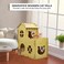 Wooden cat house with Catnip, Double-decker design, Balcony, and Interlocking panel design, Modern cat house activity center for indoor cats, Easy to install 80 cm (Beige)