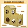 Wooden cat house with Catnip, Double-decker design, Balcony, and Interlocking panel design, Modern cat house activity center for indoor cats, Easy to install 80 cm (Beige)