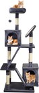 Cat tree tower for indoor cats and kittens, Multi-level cat condo with Plush perch, Scratching post, Dangling ball, Double condos, and Multiple scratching boards, 160 cm (Black)