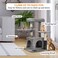 Cat tree tower for small indoor cats, Cat tree scratching post with cat self-groomer brush, Plush perch, Cozy hammock, Hanging ball, and Double-entrance cat condo 78 cm (Grey)