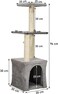 Cat tree tower with Top perch, Natural sisal rope, Scratching post, and Cozy cat condo, Cat tree scratching post activity center for indoor kittens and cats, 94 cm (Grey)