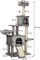 Cat tree tower for indoor cats, Multi-level cat tree tower with Soft plush perch, Cozy hammock, Hanging ball, Sisal scratching post, Double condos, and Scratching board 147 cm (Grey)