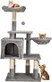 Cat tree tower for indoor cats and kittens with Soft perch, Cozy hammock, Dangling ball, Spacious cat condo, and Sisal scratching post, Multi-level cat climbing frame 110 cm (Grey)
