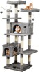 Cat tree tower with Plush perches, Dangling balls, Double condos, and Scratching post, Multi-level tall cat condo activity center, Suitable for indoor cats and kittens 160 cm (Grey)