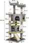 Cat tree tower for Indoor cats, Multi-level cat tree activity center with Plush perches, Interactive cat toys, Sisal scratching post, Double condos, and Scratching board 140 cm (Grey)