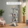 Cat tree tower for Indoor cats, Multi-level cat tree activity center with Plush perches, Interactive cat toys, Sisal scratching post, Double condos, and Scratching board 140 cm (Grey)
