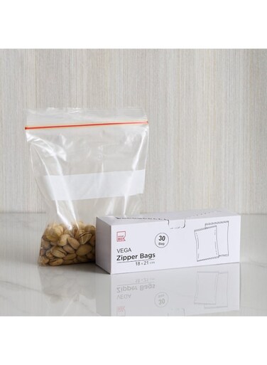 Box Vega 30-Piece Zipper Resealable Bag Set - 18x21 cm