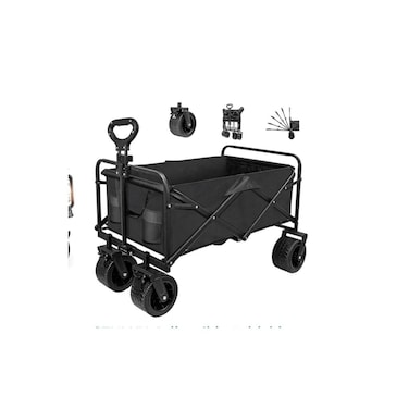 Berry 80Kg Foldable Heavy Duty Outdoor Trolley Utility Transport Cart - Black