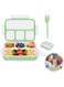 Azonee Bento Lunch Box for Kids, 4 Compartment Kids Lunch Box Leak Proof, Cute Bento Snack Box for Adults and Kids With Utensils, Lunch Containers BPA-Free, Microwave Bento Box (Green)