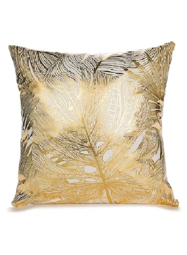 Cushion Covers 18x18 inch for Home Decor Hot Stamping Sofa Cushion Pillow Cover (Golden Blooms White Floral)