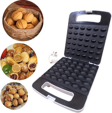 1400W Double-Sided Heating Electric Nut &amp; Walnut Cake Maker   Non-Stick Mini Biscuit &amp; Breakfast Machine   Home Kitchen Baking Tool for Snacks &amp; Desserts