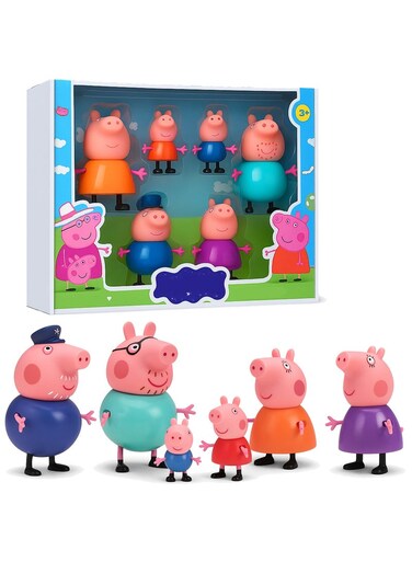 Peppa Pig Family Toy Set of 6 for Kids - Toy Set for Children Piggy Family, Daddy Pig, Mummy Pig, Grandpa &amp; Granny and Baby Piggies   Soft Rubber Cartoon Pig Playset for Kids   Pig Toys Gift for Boys &amp; Girls (3+ Years) Children Birthday Gift Set