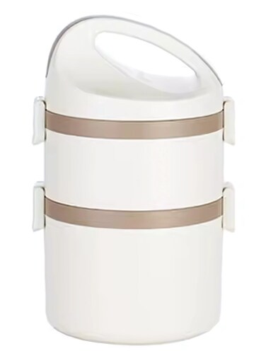 Stainless Steel Insulated Food Container Insulated Ba, Keep Warm Lightweight Lunch Container 2 Tier Odorless Leakproof and Spill proof for Worker for School (White)