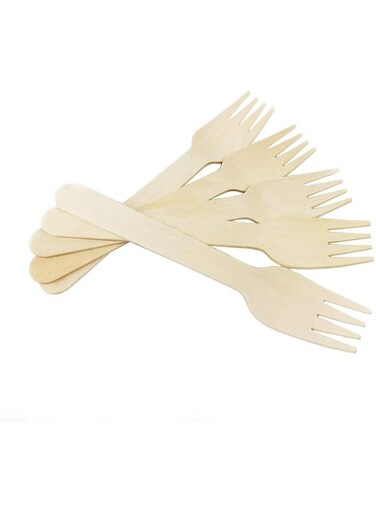 Toyvian Wooden Forks Disposable Utensils Biodegradable Eco Friendly Dye Free Flatware for Party Events 100pcs