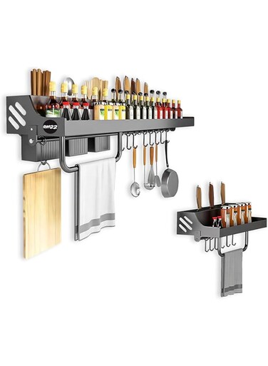Amzz Kitchen Organizer Shelf Storage Holder Wall Mounted  Spice Rack  Utensils Holder  Kitchen Wall Storage  Cutlery Holder Organiser Multi-purpose Suitable for Kitchens, Restaurants and Home (60cm)