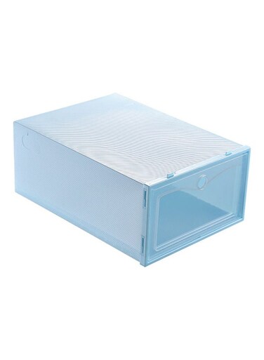 Cover Transparent Stackable Storage Box Shoes Drawer Case Organizer Blue 20*10*20cm