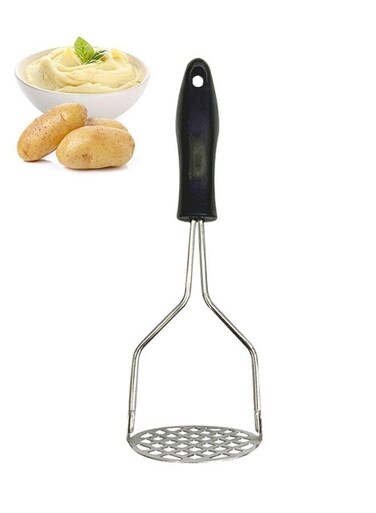 Masher with Non Slip Heat Resistance Handle and Large Round Press Plate for Vegetable Fruits and Baby Food Sturdy &amp; Easy to Use for Cooking and Kitchen Gadget