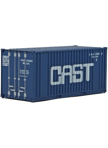 Walthers SceneMaster HO Scale Model of Cast (Blue, White) 20' Corrugated Container with Flat Panel,949-8009