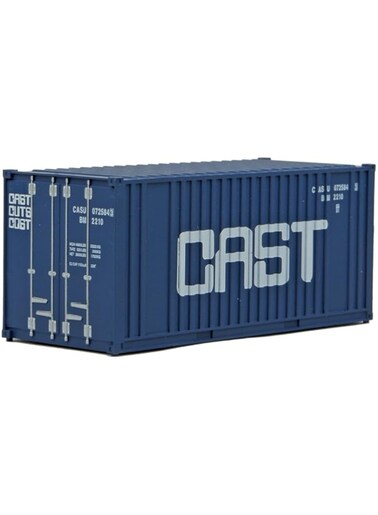 Walthers SceneMaster HO Scale Model of Cast (Blue, White) 20' Corrugated Container with Flat Panel,949-8009