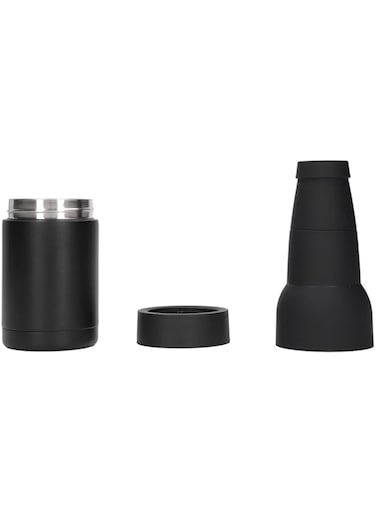 Jiawu Beer Bottle Insulator, Vacuum Double Wall Stainless Steel Can Insulation and Cold Storage with Bottle Opener, Beer Cooler Can Chiller Accessories for Indoor Outdoor (Black)