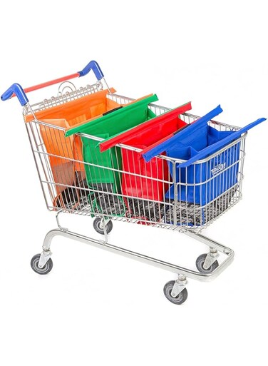 V2COM Trolley Bags Reusable Shopping Bags - Set of 4 Bags for Normal Supermarket Trolleys