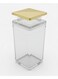 Elegant Sqr Airtight Acrylic Storage Canister with Crystal Clear Body &amp; Premium Gold Lid &acirc;&euro;&ldquo; Decorative Kitchen Jar, 1000 ml