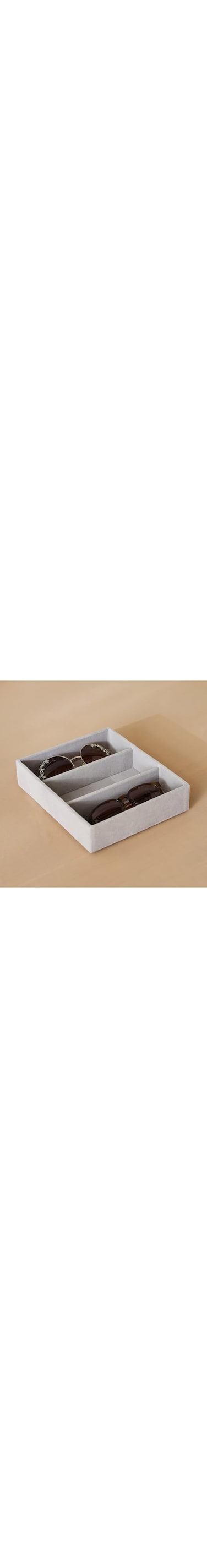 Home Box Velour 3-Compartment Glasses Organizer Tray