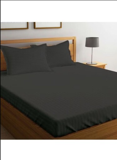 Black Striped Queen Bed Sheet Sets Cotton 3 Piece Set Deep Pocket 180x200+20cm