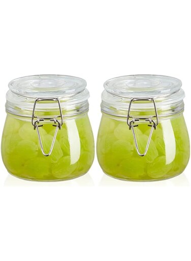 MUMOO BEAR Glass Storage Canisters with Airtight Lids, Glass Food Storage Jars Food Storage Containers Mason Jars for Storage Kitchen Canning Cereal, Pasta, Sugar, Honey, Beans, Spice (500ML*2)