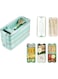 Khazna Lockable Lunch Box, 900 ml 3-Layer with Fork &amp; Spoon Eco Friendly 3 Stackable Microwave Dinnerware Leak-Proof Food Storage Container Food box for Kids &amp; Adults (Green)