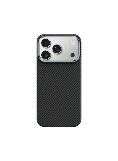 جراب Mobcos لهاتف iPhone 17 Pro Max، مصنوع من ألياف الأراميد السوداء المخططة، بنسيج 1500D، غطاء مغناطيسي فائق النحافة وخفيف الوزن، متوافق مع MagSafe