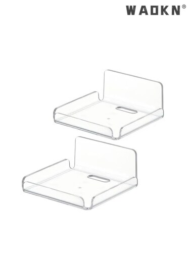 2 PCS Clear Floating Small Wall Shelves, Mini Wall Mounted Hanging Display Shelves, Universal Adhesive Shelf Easy to Install No Drill, Multifunctional Wall Punch-free Bracket Wall Mounted