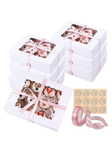 10 Set White Cupcake Boxes Hold 12 Standard Cupcakes,Unique Auto-Pop Up Feature and Clear Window for Visibility, Cupcake Containers for Donuts and Muffins,Pastry Boxes Cookie Boxes Large Treat Boxes