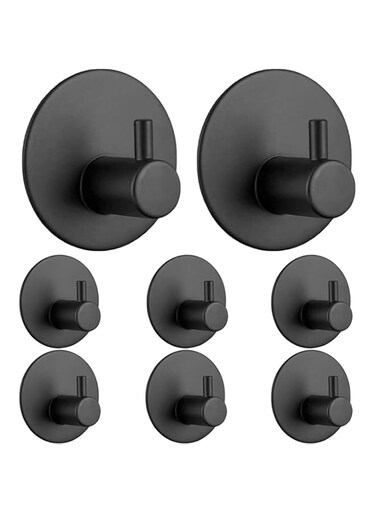 Stainless Steel Wall Hooks, 3M Adhesive Hooks, Endurance Wall Hook, Towel Hook, Waterproof Rod, Suitable for Bathroom, Kitchen, Home, Office [8 Pack]