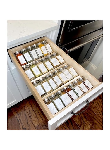 MIUKAA Clear Acrylic Spice Drawer Organizer, 4 Tier Seasoning Jars Drawers Insert, Kitchen Spice Rack Tray for Drawer/Countertop (Jars not included)