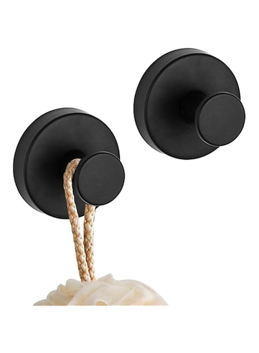 Randfooy 2 Pack Stainless Steel Suction Hooks for Shower, Suction Towel Holder, Removable Bathroom Shower Hook Mounting on Glass Shower Doors, Tile, Mirrors