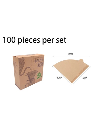 16*12cm Disposable Unbleached Brown Coffee Filter Paper, 100 Sheets Per Box