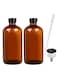 2Pack 16oz Amber Glass Boston Round Bottles with Leakproof Phenolic Poly Cone Caps &ndash; Ideal for Secondary Fermentation, Condiments, and Homemade Essential Oils