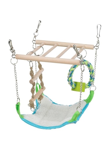 TRIXIE Small Animal Suspension Bridge with Hammock, Rope Ladder, and Ring, Cage Accessory for Ferrets, Rats