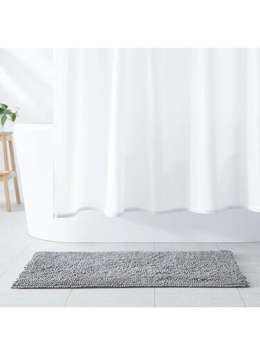 Amazon Basics Non-Slip Microfiber Shag Bathroom Rug Mat, 53.3 by 86.3 centimeters, Platinum