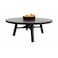 Light Round Wood-Burning Fire Pit Table for Patio with Aluminium frame &ndash; 135x135x52 cm, Multi-Use Fire Pit Dining Table, Durable for Backyard, Deck, or Garden, Dark Mahogany/Black