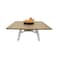 Light Square Wood-Burning Fire Pit Table for Patio &ndash; 135x135x52 cm, Multi-Functional Outdoor Dining Table with Fire Pit, Durable for Backyard or Deck, Natural Teak/Off White