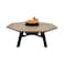 Light Octagon Wood-Burning Fire Pit Table for Patio &ndash; 135x135x52 cm, Outdoor Dining Table with Fire Pit, Durable for Backyard or Garden, Natural Teak/Black