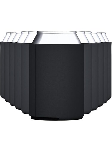 ABOCIDEGE Can Coolers Sleeves, Foldable Foam Can Insulator 12oz, Can Sleeves for Soda Beer &amp; Water Bottles, Sublimation Can Cooler for Party Beverages,Office Bar Birthday Weddings Party Favors (Black)