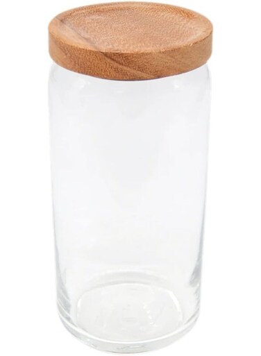 Glass Canister With Stackable Wooden Lid (Large) 1000ML