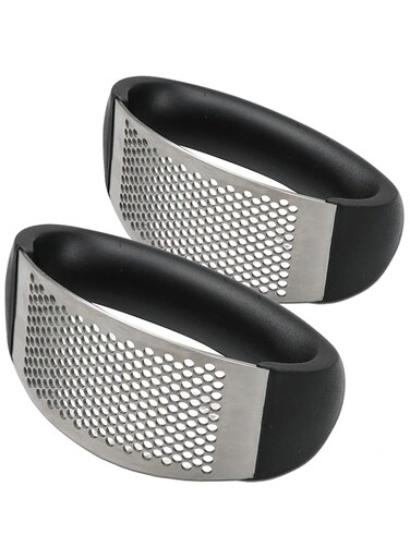 450 2pcs Multi-function Manual Garlic Presser Curved Garlic Grinding Slicer Chopper Stainless Steel Garlic Presses Cooking Gadgets Tool