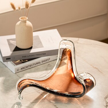 MAAC Home لوحة مثلث زجاجية مصنوعة يدويا: تصميم منحني أنيق باللون البني الحديث مجردة أنيقة تحفة منضدية النحت لغرفة المعيشة ، غرفة ، ديكور رف المكتب